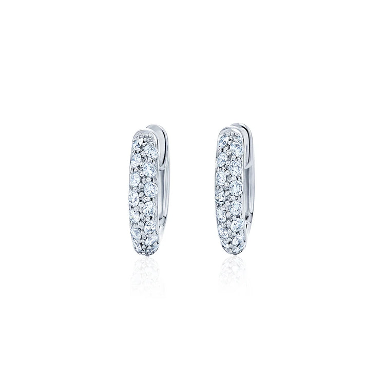 Petite Hoop Earrings with Pavé Diamonds