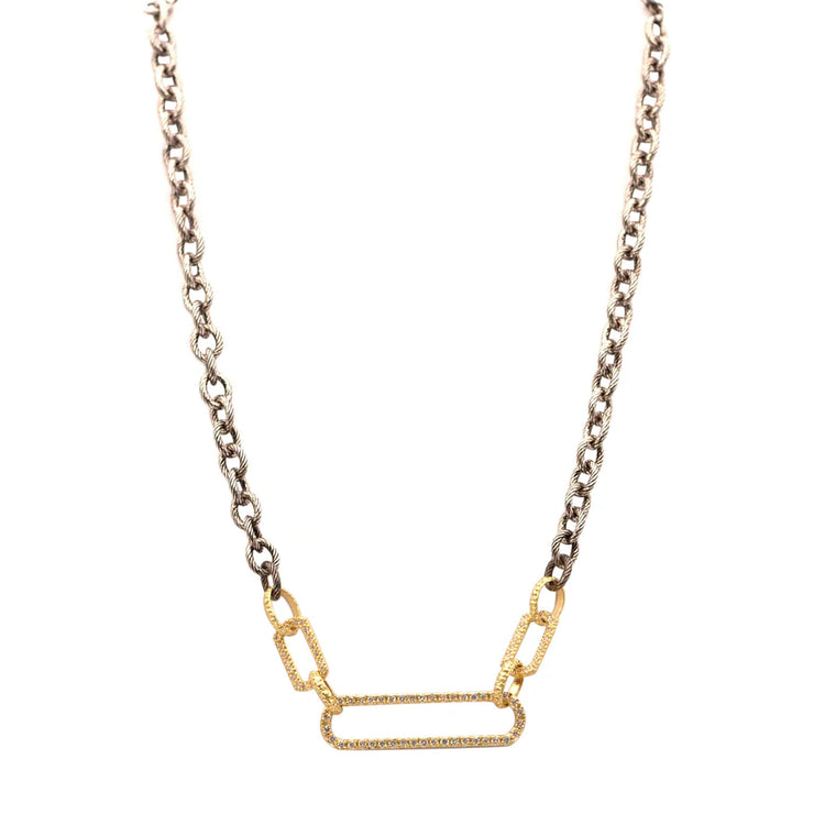 Chain Link Necklace with Pavé Paperclip