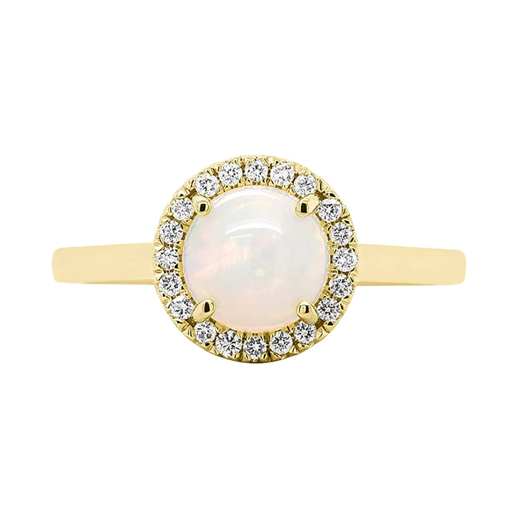 Ethiopian Opal & Diamond Halo Ring
