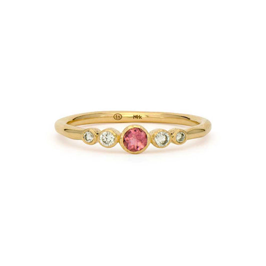 Tiny Sparkling Sea Pink Tourmaline Band Size 6.5