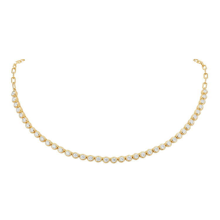 18K Yellow Gold Moonlight Bezel-Set Round Diamond Line Necklace