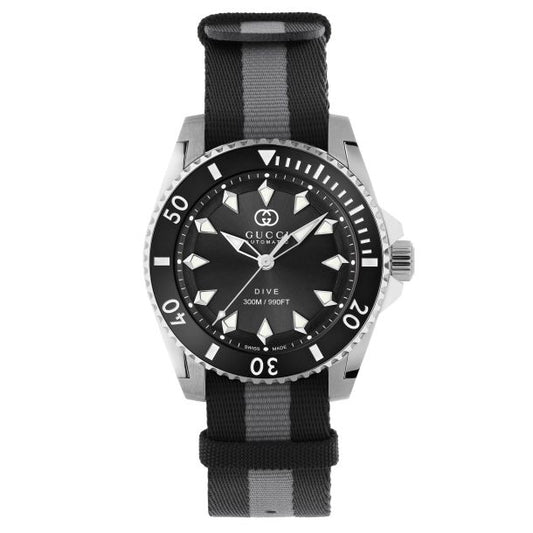 Dive Black Dial Black and Grey Nylon Watch