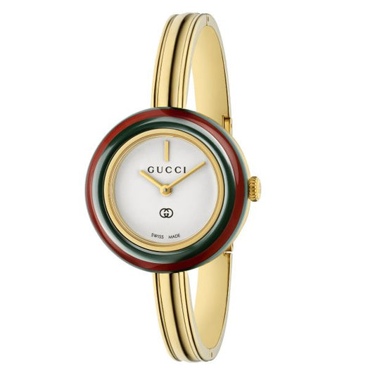 Play White Dial Gold-Tone Stainless Steel Bangle Watch