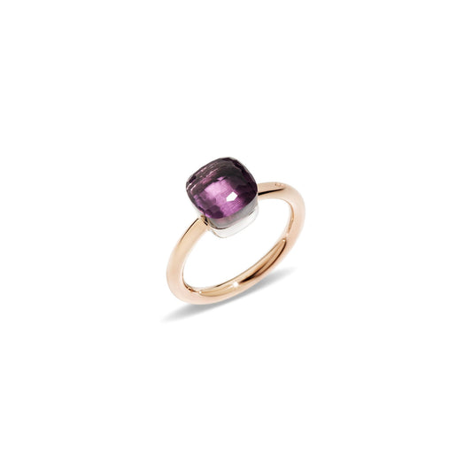 18k Rose and White Gold Nudo Petit Amethyst Ring