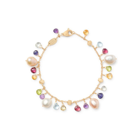 Mixed Gemstone & Pearl Single Strand Paradise  Bracelet