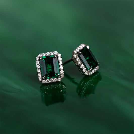 Custom Designed Emerald and Diamond Earrings