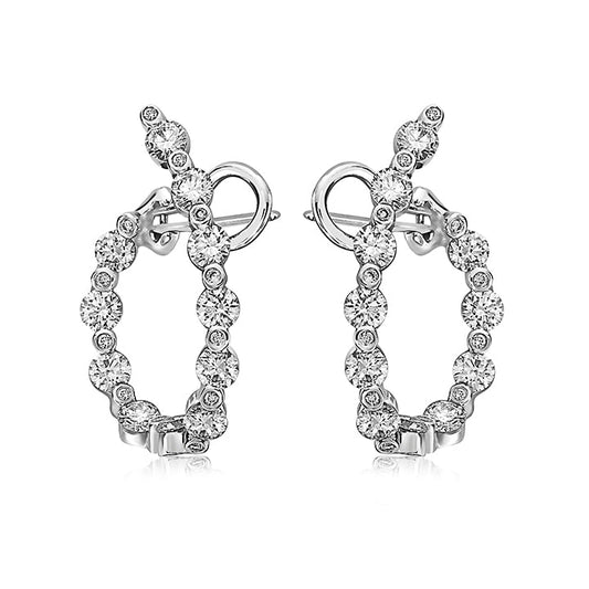 18KWG CHARLES KRYPELL DIAMOND OVAL HOOP EARRINGS