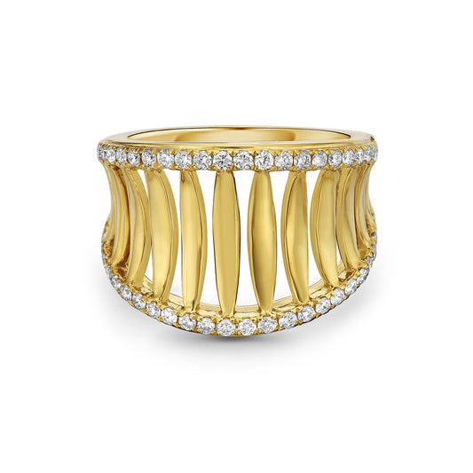 Diamond & Gold Birdcage Ring (16mm)