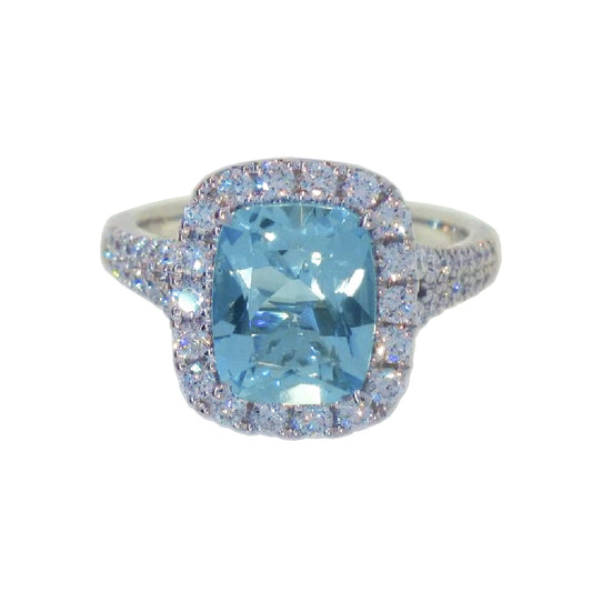 Aquamarine Pastel Ring with Diamonds