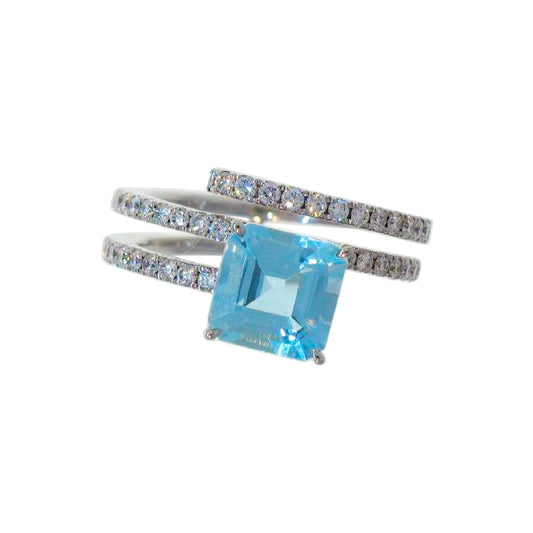Aquamarine & Diamond Wrap Ring