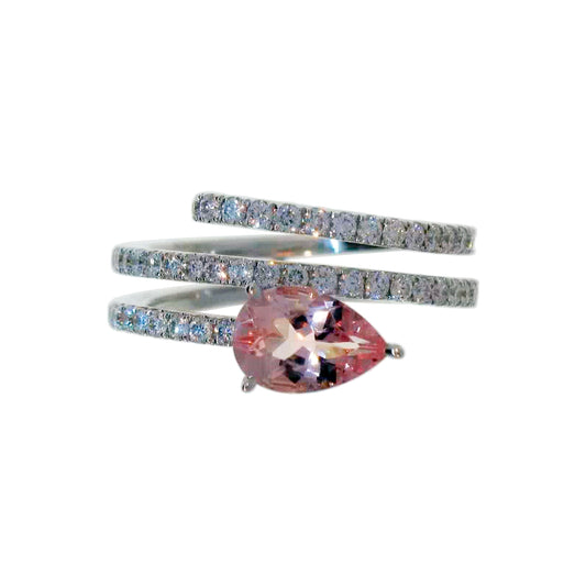 Morganite Pastel Wrap Ring with Diamonds