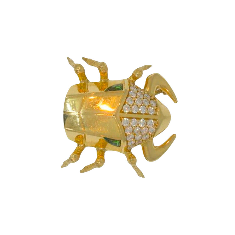 Tsavorite & Diamond Jitterbug Toro Beetle Brooch
