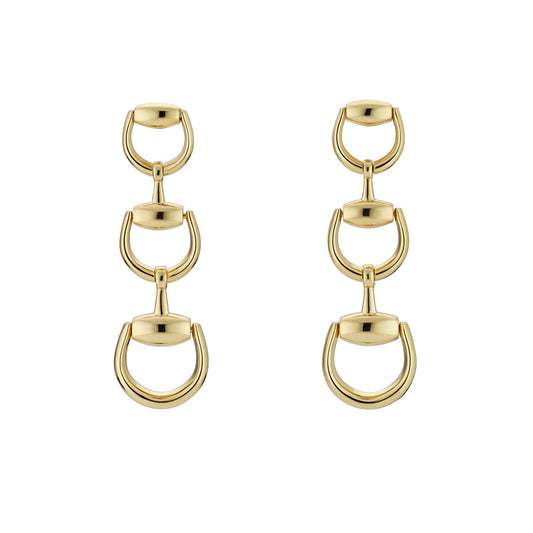 Horsebit 18K Yellow Gold Drop Earrings