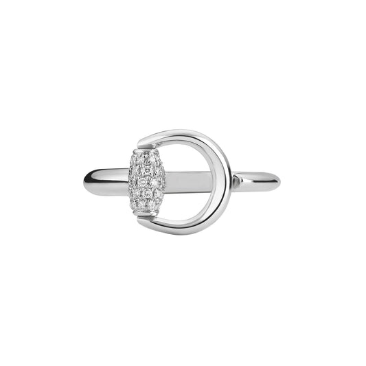Horsebit 18K White Gold Diamond Ring