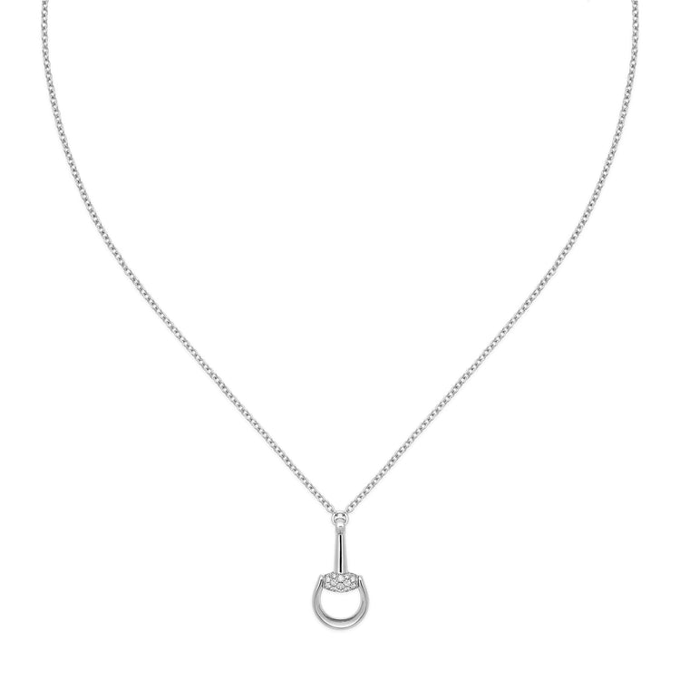 Horsebit 18K White Gold Diamond Necklace
