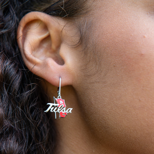 TU Earrings with Red Enamel