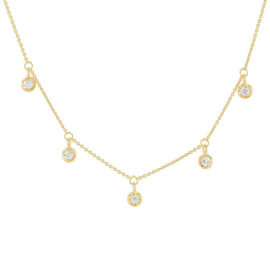 Five Station Diamond Drop Necklace