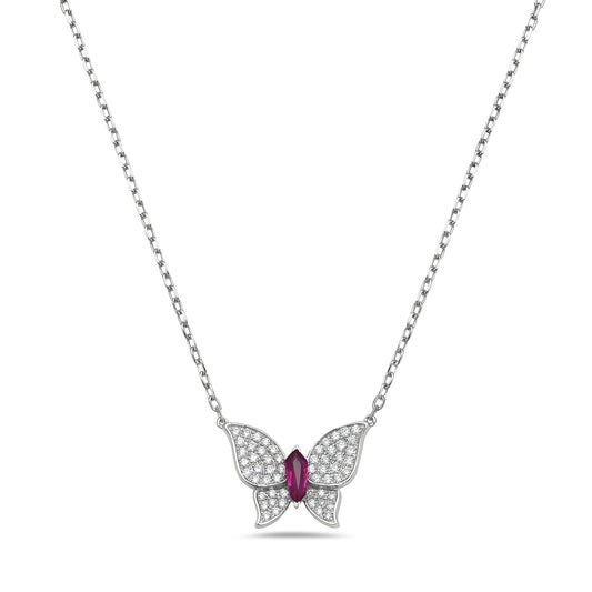 Ruby & Diamond Butterfly Pendant