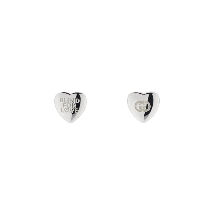 Sterling Silver Blind for Love Heart Stud Earrings