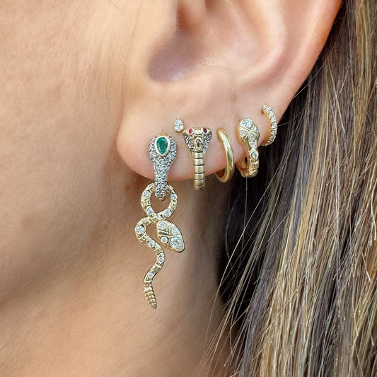Diamondback Emerald Snake Hoop