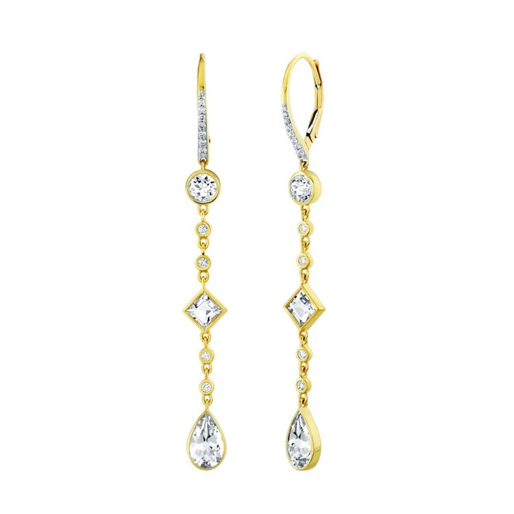 Mix Shape White Topaz Drop Earrings
