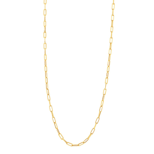 Alternating Polished and Fluted Paperclip Link Necklace (22 inches)