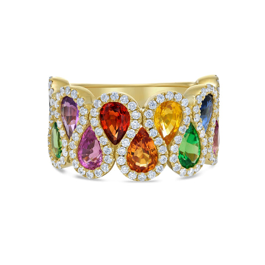 Ribbon Multi Color Sapphire Wave Ring