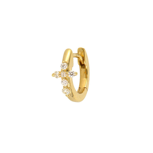 Tiny Cross Hoop Earring