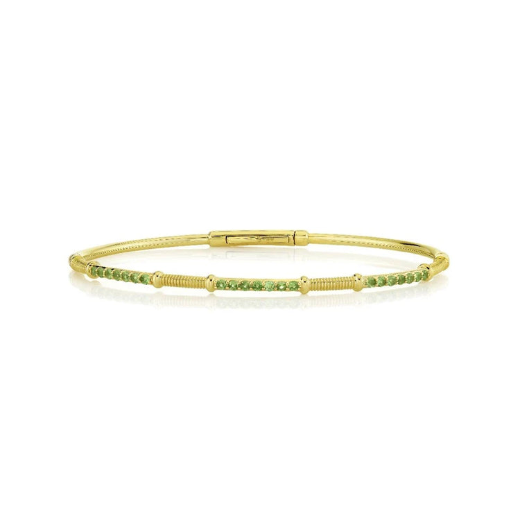 Light Tsavorite Bracelet With Gold Strie Stations