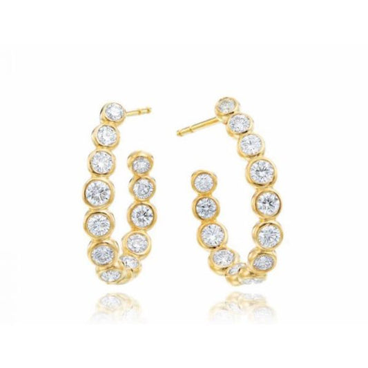 18k Diamond Bezel Hoops