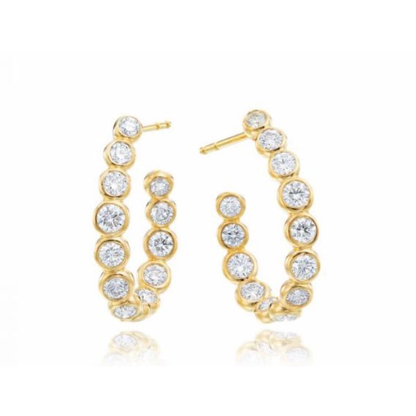 18k Diamond Bezel Hoops