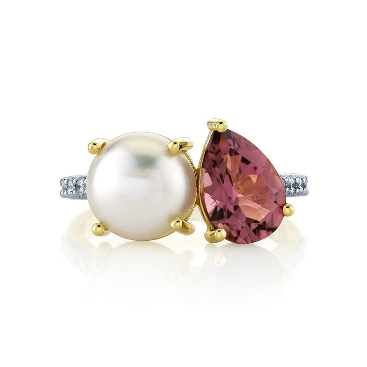 Pearl And Pink Tourmaline Toi Et Moi Ring