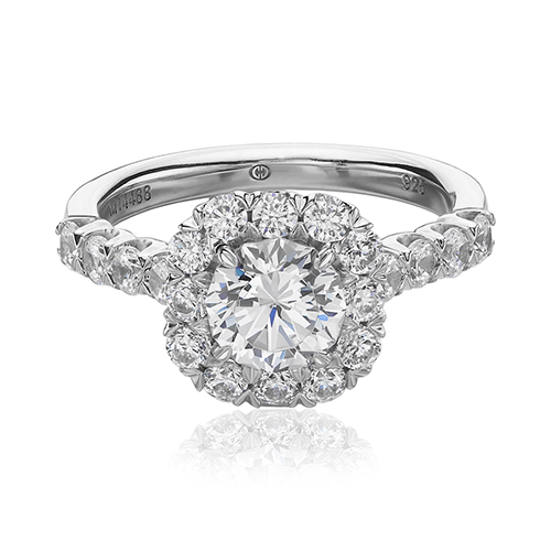 14k White Gold Halo Ring