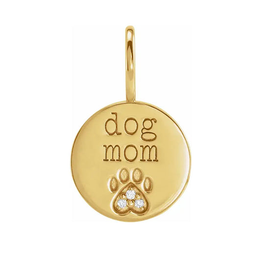 Dog Mom Paw Print Pendant with Diamonds
