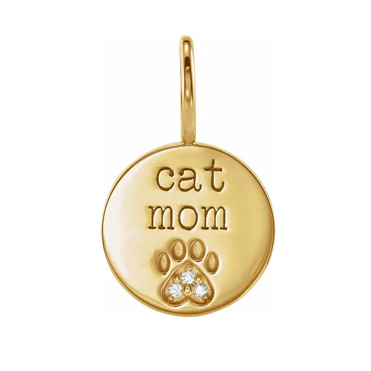 Cat Mom Paw Print Pendant with Diamonds