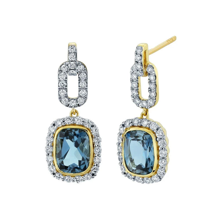 London Blue Topaz And Diamond Link Earrings