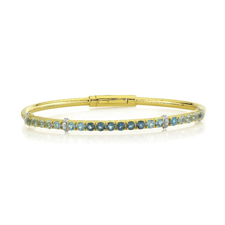 Ombre Blue Topaz Bracelet With Diamonds