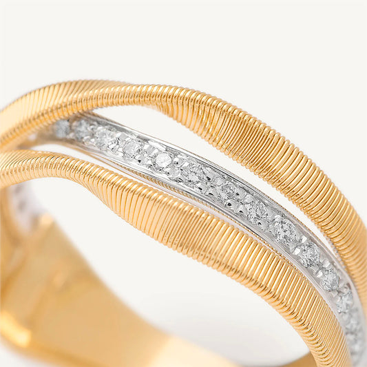 3-Band Coil Ring with Diamonds