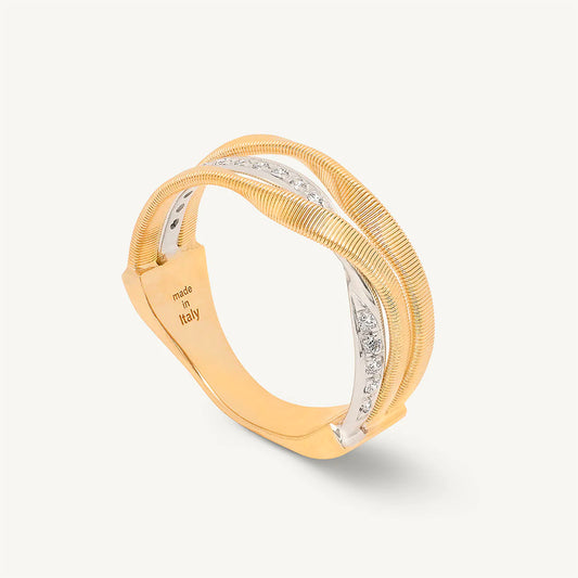 3-Band Coil Ring with Diamonds