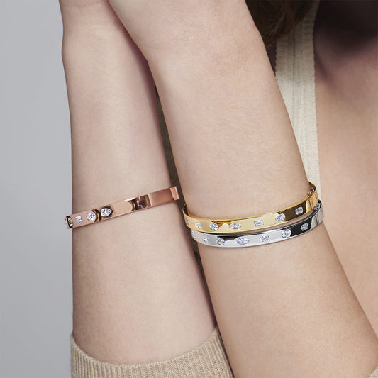 Stackable Bangle with Mixed Shape Diamonds