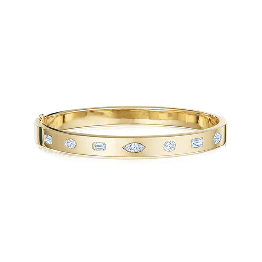 Stackable Bangle with Mixed Shape Diamonds