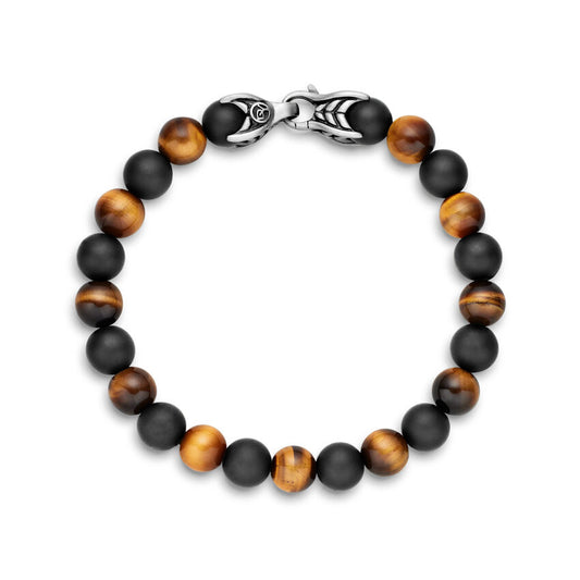 Spiritual Beads Bracelet with Tiger’s Eye and Black Onyx, 8.5mm
