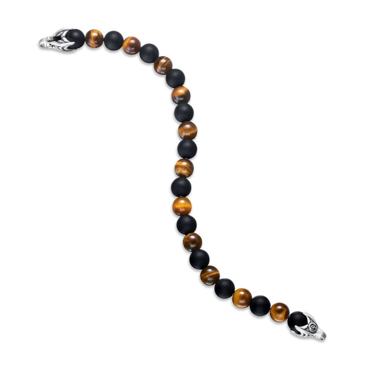 Spiritual Beads Bracelet with Tiger’s Eye and Black Onyx, 8.5mm