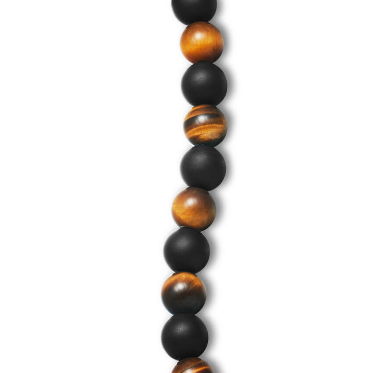 Spiritual Beads Bracelet with Tiger’s Eye and Black Onyx, 8.5mm