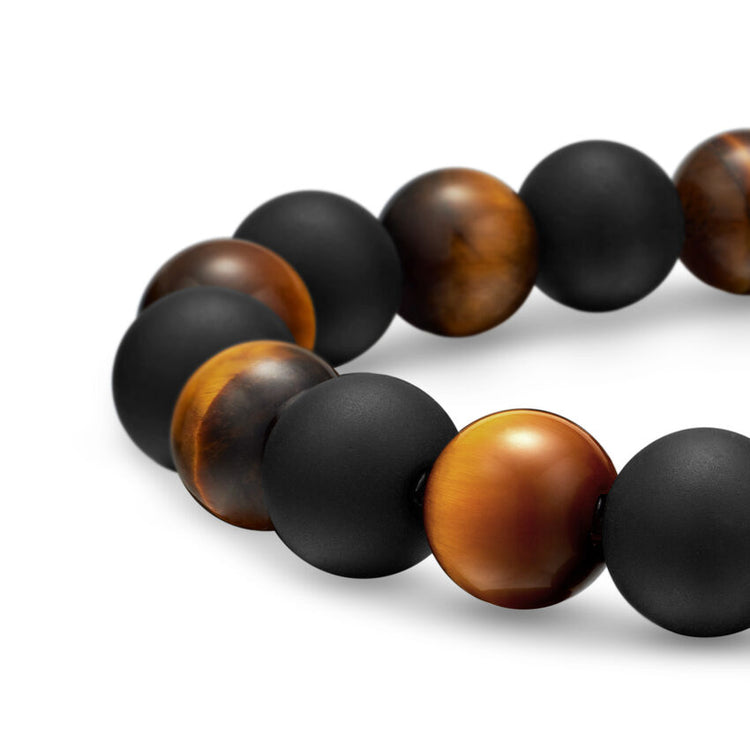 Spiritual Beads Bracelet with Tiger’s Eye and Black Onyx, 8.5mm