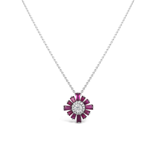 18KWG 0.28CT F-H/SI, 1.28CT RUBY PENDANT