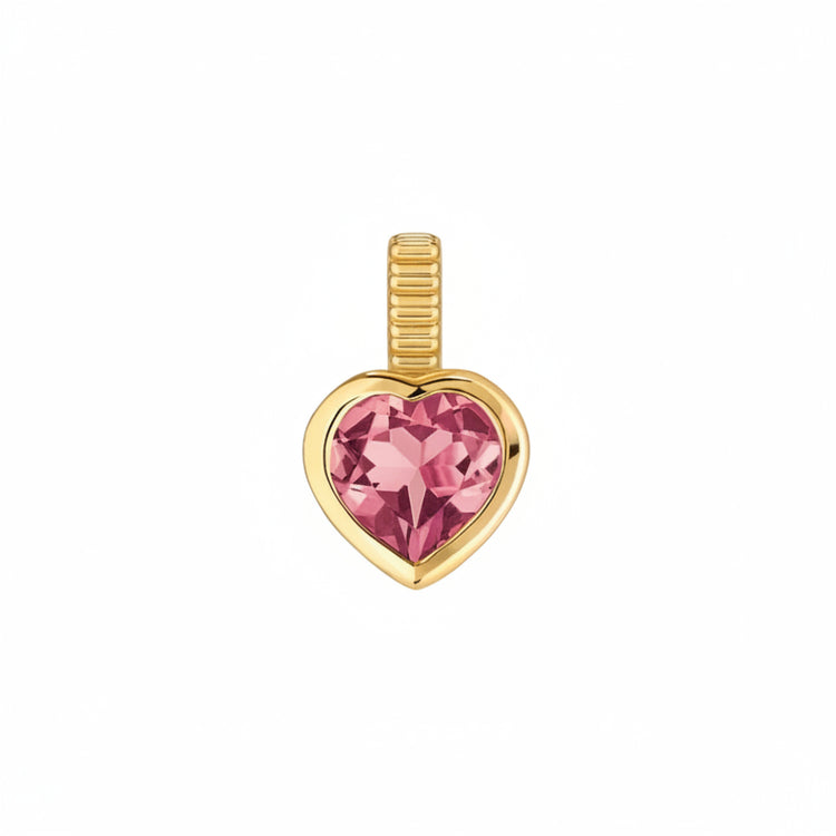 18k Yellow Gold Pink Tourmaline Charm