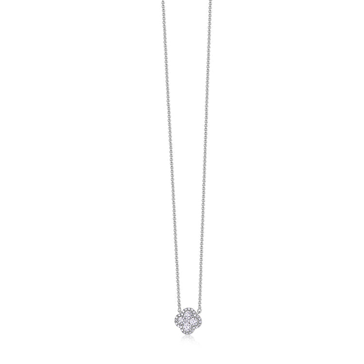 18KWG 29=0.51CT GHSI CLOVER PENDANT