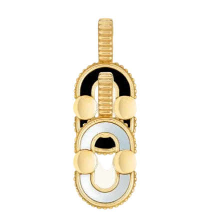 18k Yellow Gold Onyx & Mother of Pearl Magnetic Charm