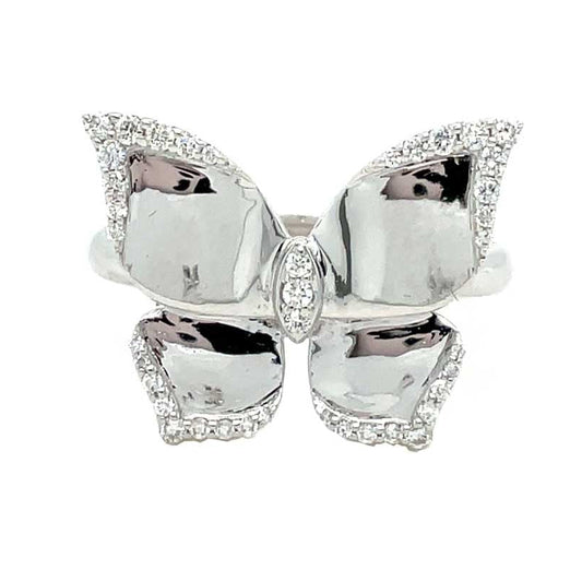 18KWG 0.19CT HIGH POLISH BUTTERFLY RING SZ 6.5